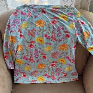 J. McLaughlin Floral Blouse - Blue and Yellow